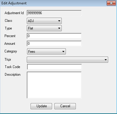 Adjustments Workspace Field Definitions